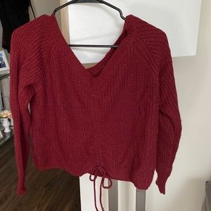 Burgundy v-neck sweater